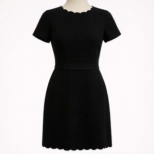 Club Monaco Santini Black Scalloped Fit & Flare Mini Dress Cocktail 00